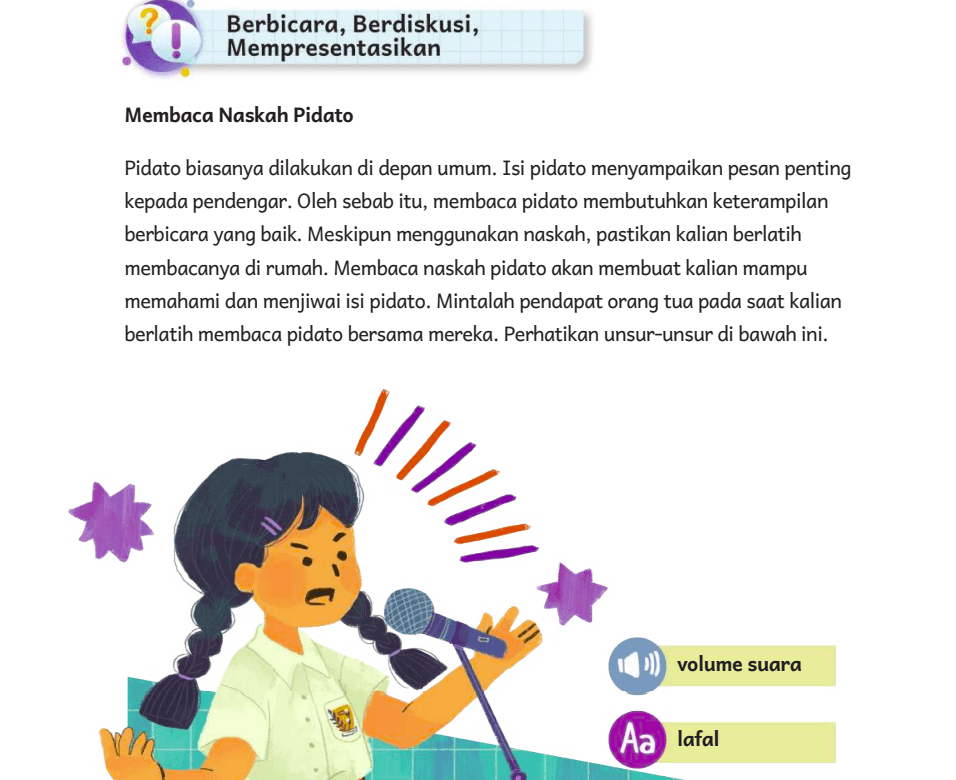 Kunci Jawaban Bahasa Indonesia Kelas 5 Halaman 197 Kurikulum Merdeka: Membaca Naskah Pidato