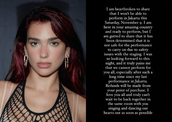 Konser Dua Lipa di Jakarta Dibatalkan, Langsung Tuai Komentar Netizen!