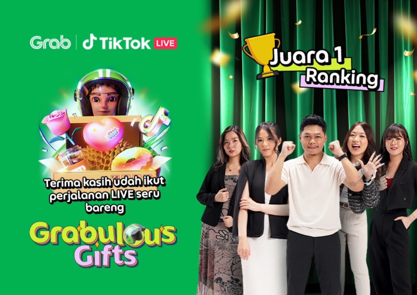 Kolaborasi, TikTok LIVE Hadirkan Gifts Spesial Bertema Grab