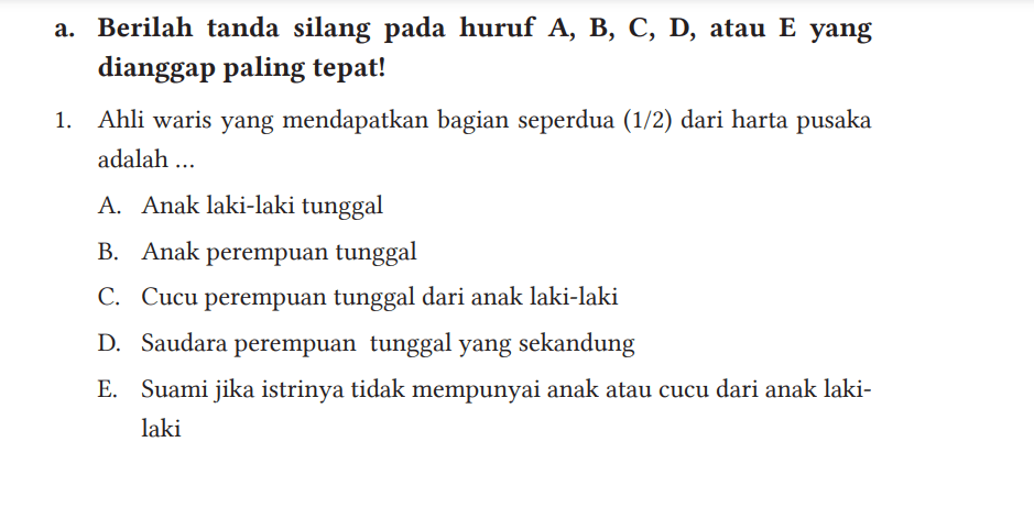 Kunci Jawaban PAI Kelas 12 Halaman 126 Tentang Ahli Waris