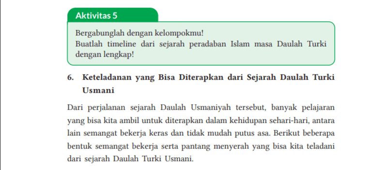 Kunci Jawaban Pendidikan Agama Islam (PAI) Kelas 9 Halaman 131 Kurikulum Merdeka: Timeline Sejarah Peradaban Islam pada Masa Daulah Utsmani