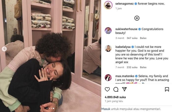 Selena Gomez dan Benny Blanco Resmi Bertunangan: "Forever Begins Now"