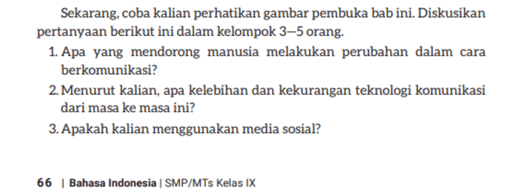 Kunci Jawaban Bahasa Indonesia Kelas 9 Halaman 66: Pemahaman tentang Komunikasi dan Media Sosial