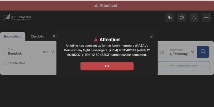 Kecelakaan Pesawat Azerbaijan Airlines, Maskapai Bagikan Kontak Hotline untuk Keluarga Korban