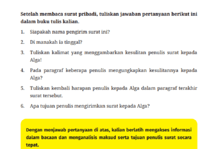 Kunci Jawaban Bahasa Indonesia Kelas 7 Halaman 203 dan 218 Kurikulum Merdeka: Soal Essay Bab 6 Sampaikan Melalui Surat