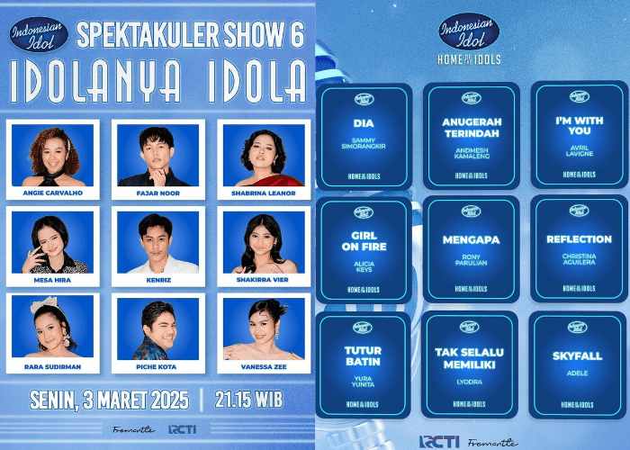 Daftar Top 9 Peserta Indonesian Idol 2025 dan Lagu yang Dibawakan di Babak Spektakuler Show 6, Ini Link Live Streamingnya!