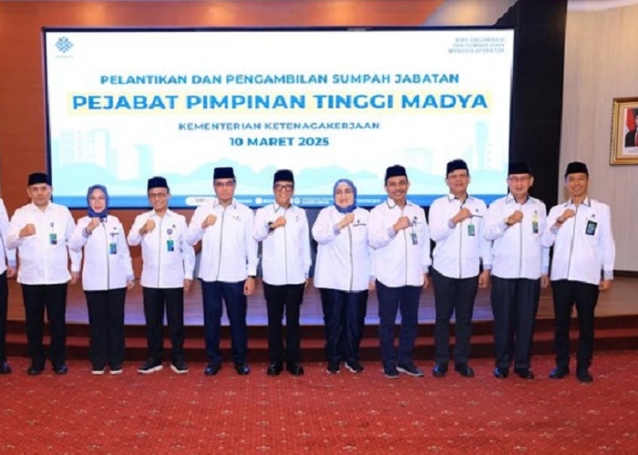 Lantik Pejabat Tinggi Madya, Menaker: Hilangkan Ego Sektoral