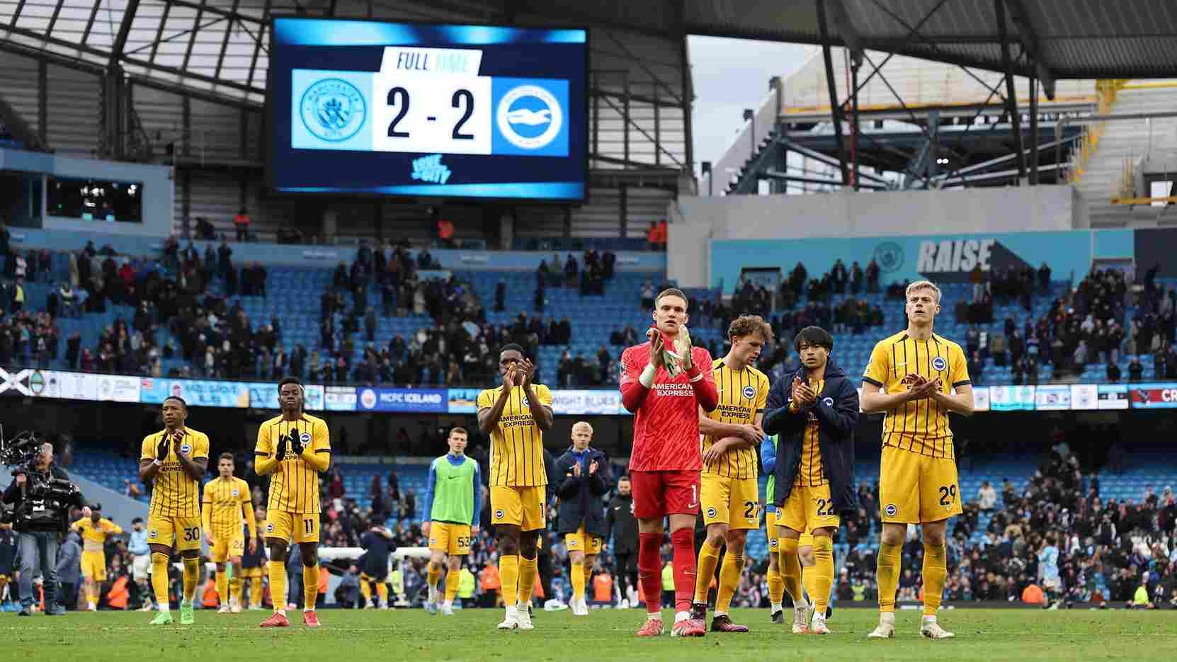 Hasil Manchester City vs Brighton: Berlangsung Sengit, City Ditahan Imbang 2-2