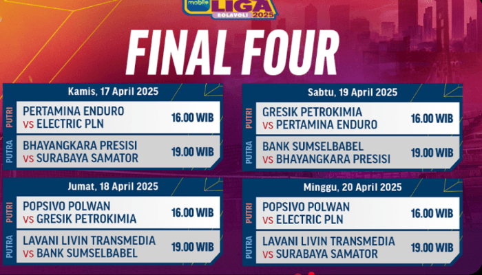 Jadwal Final Four Proliga 2025 Hari Ini, 19 April: Saksikan Laga Sengit di Sektor Putri!