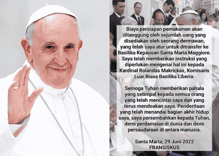 Vatikan Resmi Rilis Surat Wasiat Paus Fransiskus, Netizen: Nangis Banget!