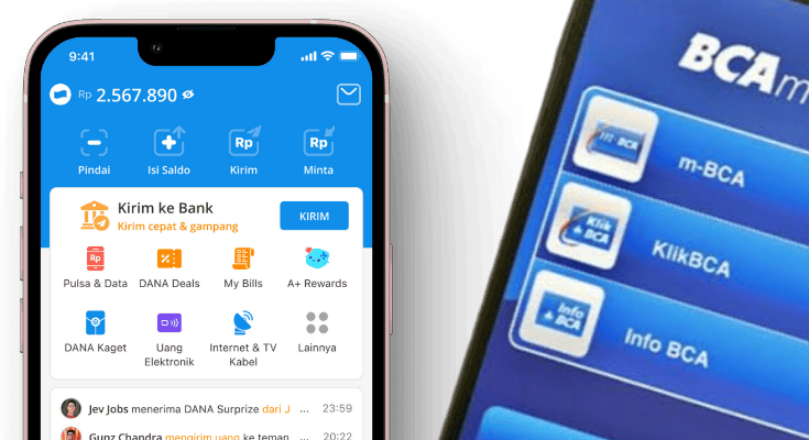 Cara Top Up DANA Lewat myBCA, BRImo, dan Wonder by BNI