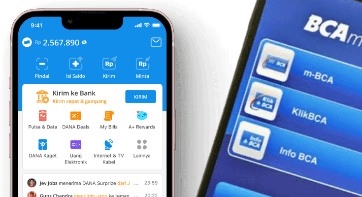 Cara Top Up DANA Lewat myBCA, BRImo, dan Wonder by BNI