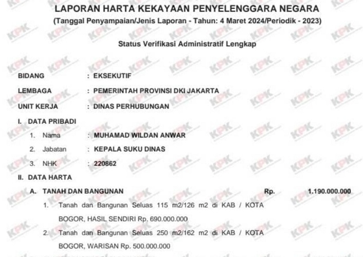 Diduga Terlibat Pungli, Segini Kekayaan Kasudishub Jakarta Pusat