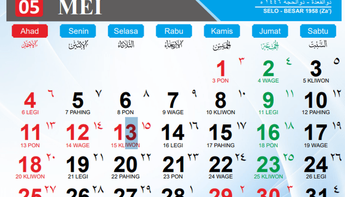 Kalender Jawa Weton Bulan Mei 2025, Menuju Malam 1 Suro