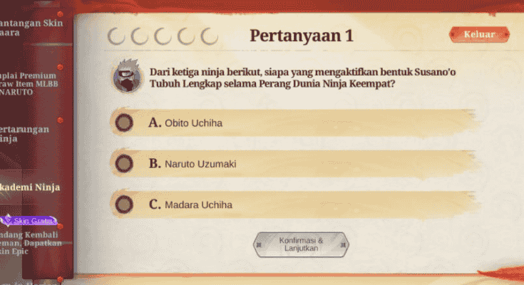 30 Kunci Jawaban Akademi Ninja MLBB X Naruto Terbaru Paling Sering Muncul, Cara Mudah Dapat Battle Emote Deidara Gratis!