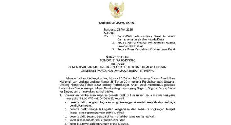 Resmi! Jawa Barat Berlakukan Jam Malam Pelajar Mulai Juni 2025, Ini Ketentuan yang Ditetapkan Gubernur Dedi Mulyadi!