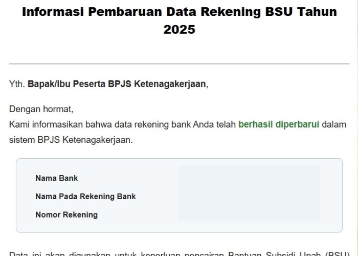 Cara Update Rekening Penerima BSU Juni 2025 Rp600 Ribu via bsu.bpjsketenagakerjaan.go.id, Dijamin Berhasil!