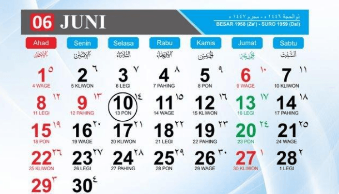 Kalender Jawa Hari Ini 10 Juni 2025, Ramalan Weton Selasa Pon: Intip Kepribadian Positif dan Negatifnya!