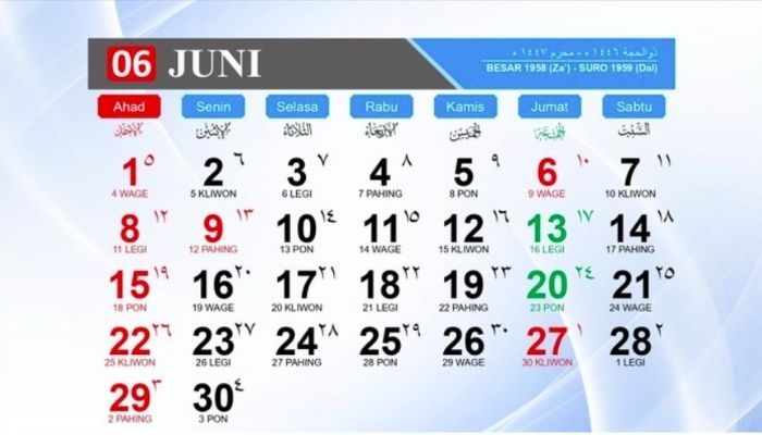 Kalender Jawa Hari Ini 10 Juni 2025: Weton Selasa Pon, Karakter, Rezeki, Jodoh, dan Hal yang Sebaiknya Dihindari