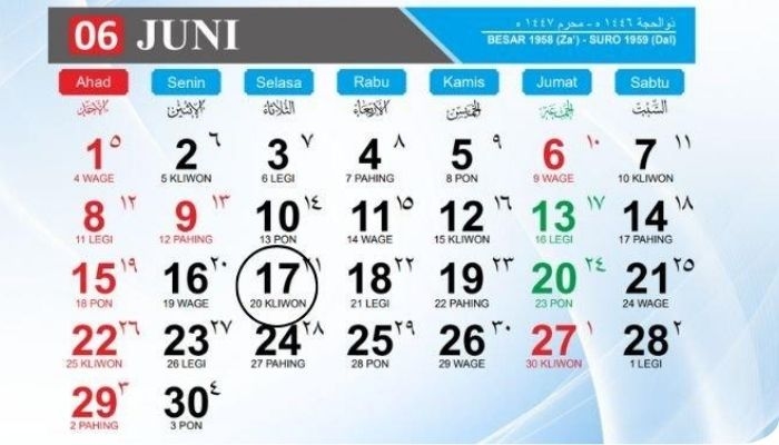 Kalender Jawa Hari Ini 17 Juni 2025, Ramalan Weton Selasa Kliwon: Karakter, Karier, dan Hari Baik serta Buruk untuk Aktivitas