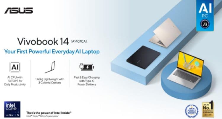 ASUS Vivobook 14 (A1407CA), Laptop AI Murah Performa Tinggi