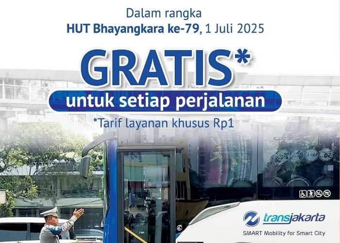 Spesial Hut Bhayangkara! Naik Transjakarta, MRT, dan LRT Cuma Rp1