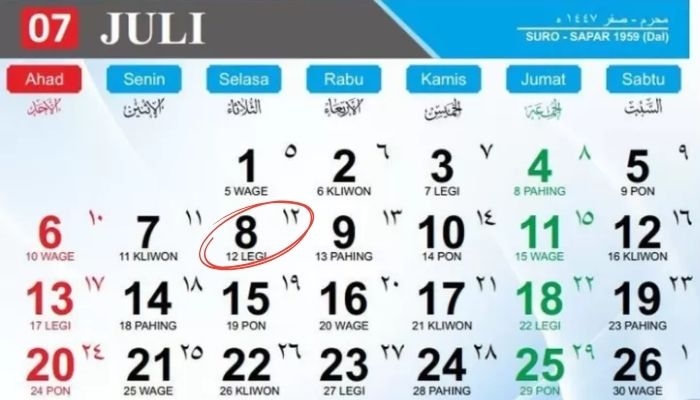 Kalender Jawa Hari Ini 8 Juli 2025: Selasa Legi, Simak Watak dan Makna Spiritual Bulan Suro