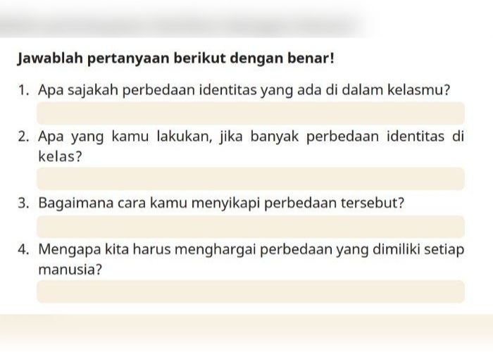 Apa Sajakah Perbedaan Identitas yang Ada di Dalam Kelasmu? Cek Jawaban Pendidikan Pancasila Kelas 3 Halaman 18 di Sini!