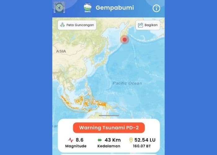 Waspada! Cek Perkiraan Waktu Munculnya Tsunami di 10 Wilayah Indonesia Akibat Gempa Rusia, Mulai dari Pukul 3 Sore Hari Ini!