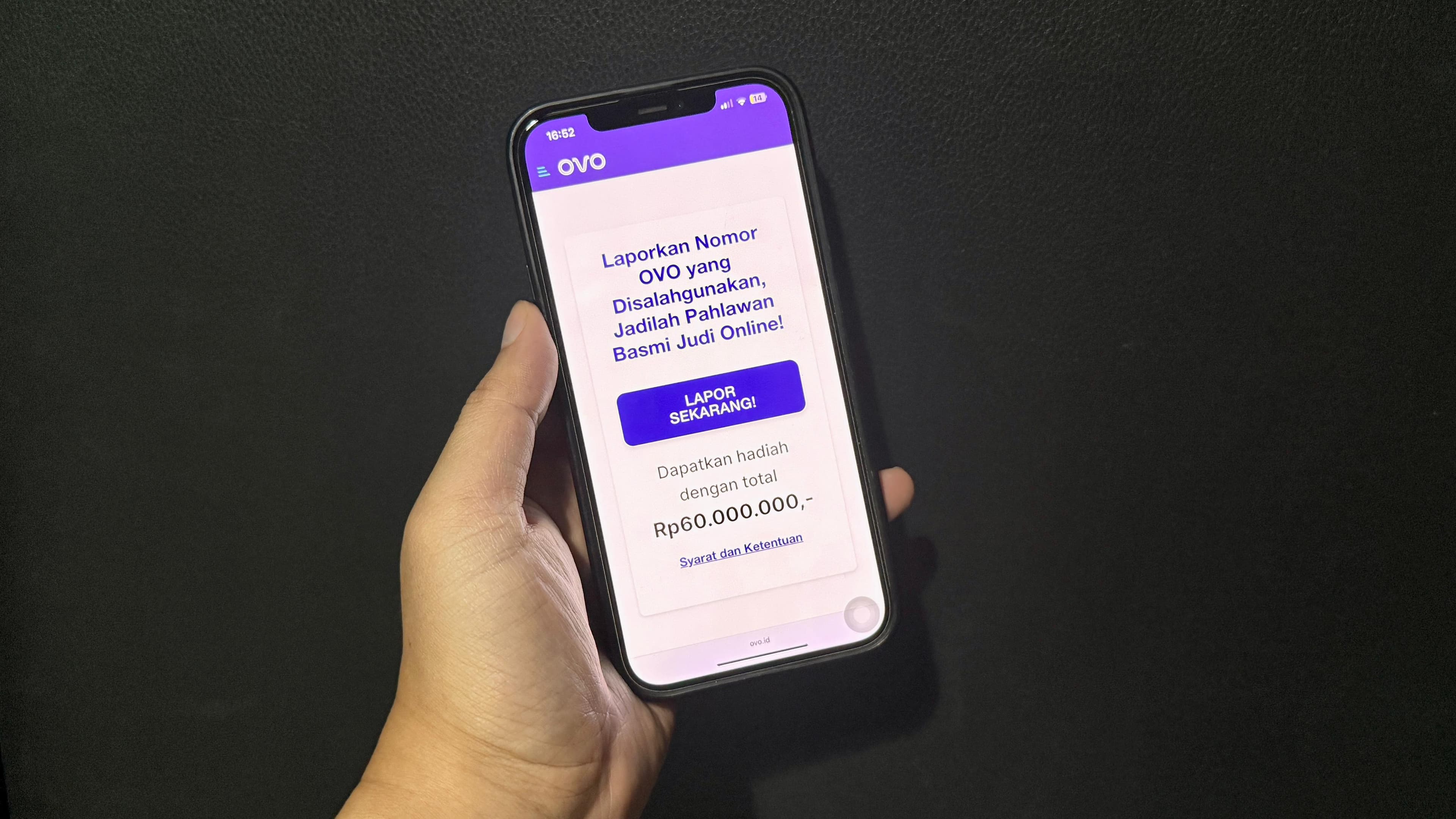 OVO Tebar Hadiah Hingga Rp60 Juta bagi Pelapor Judol