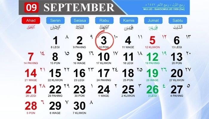Kalender Jawa 3 September 2025 Weton Rabu Pon, Begini Watak dan Maknanya