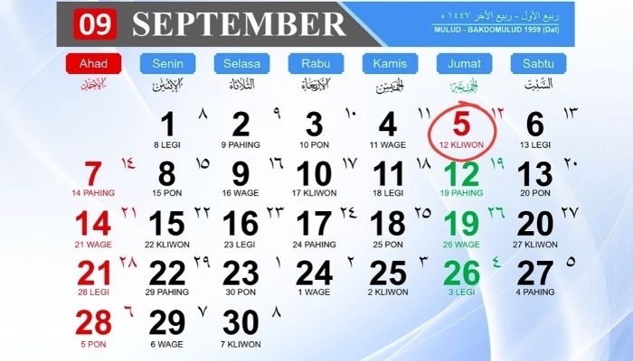 Kalender Jawa 5 September 2025, Cek Weton Hari Ini Jumat Kliwon dan Wataknya