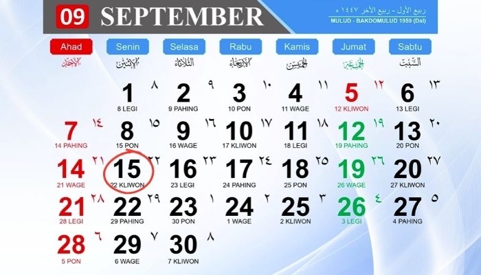 Kalender Jawa 15 September 2025: Cek Weton Senin Kliwon dan Rezeki Hari Ini