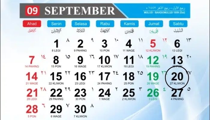Kalender Jawa 20 September 2025: Arti Weton Sabtu Kliwon, Pasaran, dan Ramalan Primbon Jawa