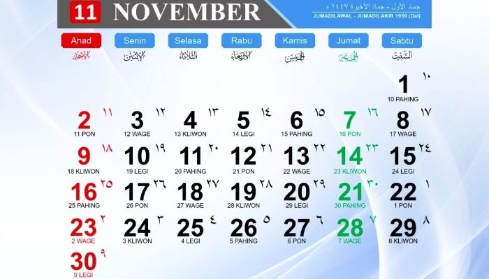 Kalender November 2025: Cek Daftar Hari Besar, Apakah Ada Tanggal Merah dan Cuti Bersama?
