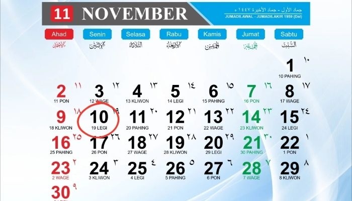 Kalender Jawa 10 November 2025: Weton Senin Legi, Simak Arti, Watak, dan Rezekinya Hari Ini