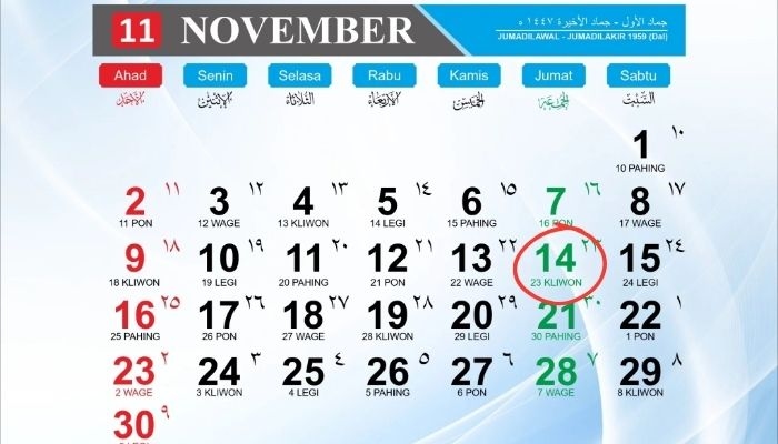 Kalender Jawa 14 November 2025: Cek Weton Hari Ini, Jumat Kliwon dan Maknanya
