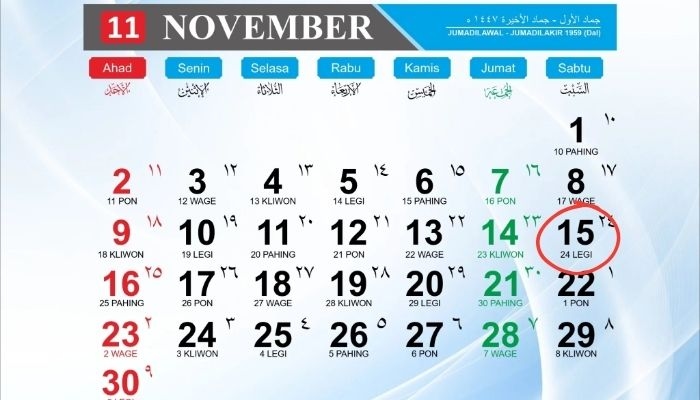 Kalender Jawa 15 November 2025: Cek Weton Hari Ini, Pasaran, dan Watak Menurut Primbon Jawa