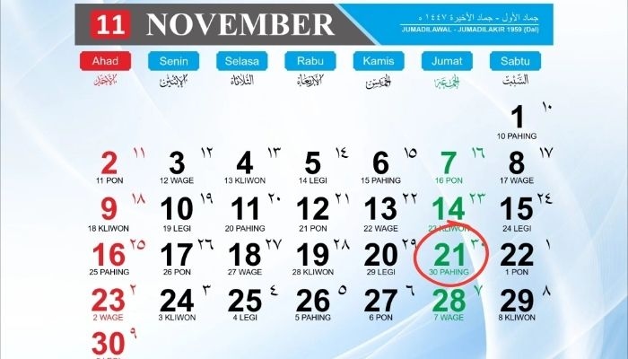 Kalender Jawa 21 November 2025: Cek Weton Hari Ini Jumat Pahing Beserta Arti dan Sifatnya
