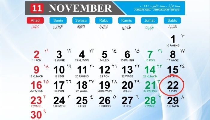Kalender Jawa 22 November 2025: Arti Weton Sabtu Pon untuk Rezeki, Jodoh, dan Watak