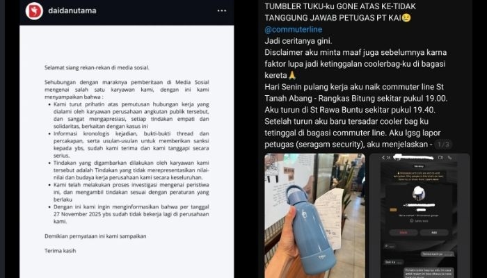 Buntut Viralnya Kasus Tumbler Tuku Hilang di KRL, PT Daidan Utama Pecat Anita Dewi
