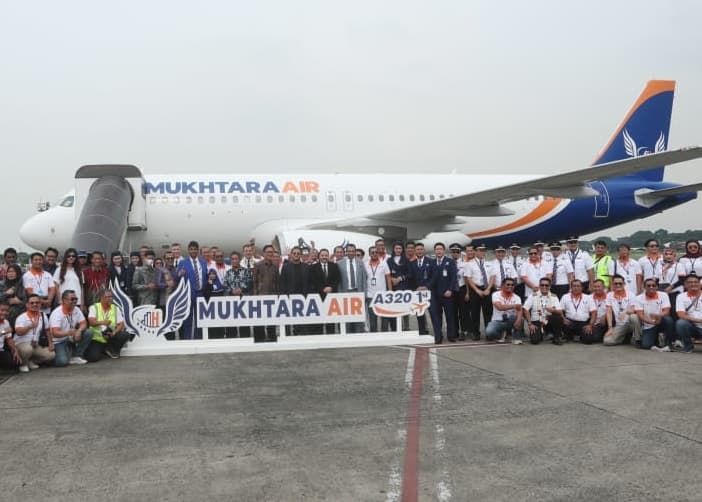 Mukhtara Air Sambut Kedatangan Pesawat Pertama Airbus A320 di Bandara Halim Perdanakusuma