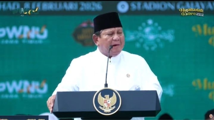 Absen di Istora Senayan, Prabowo Hadiri Mujahadah Kubro 1 Abad NU di Jawa Timur